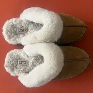 UGG Chestnut and Cream Shearling Slippers